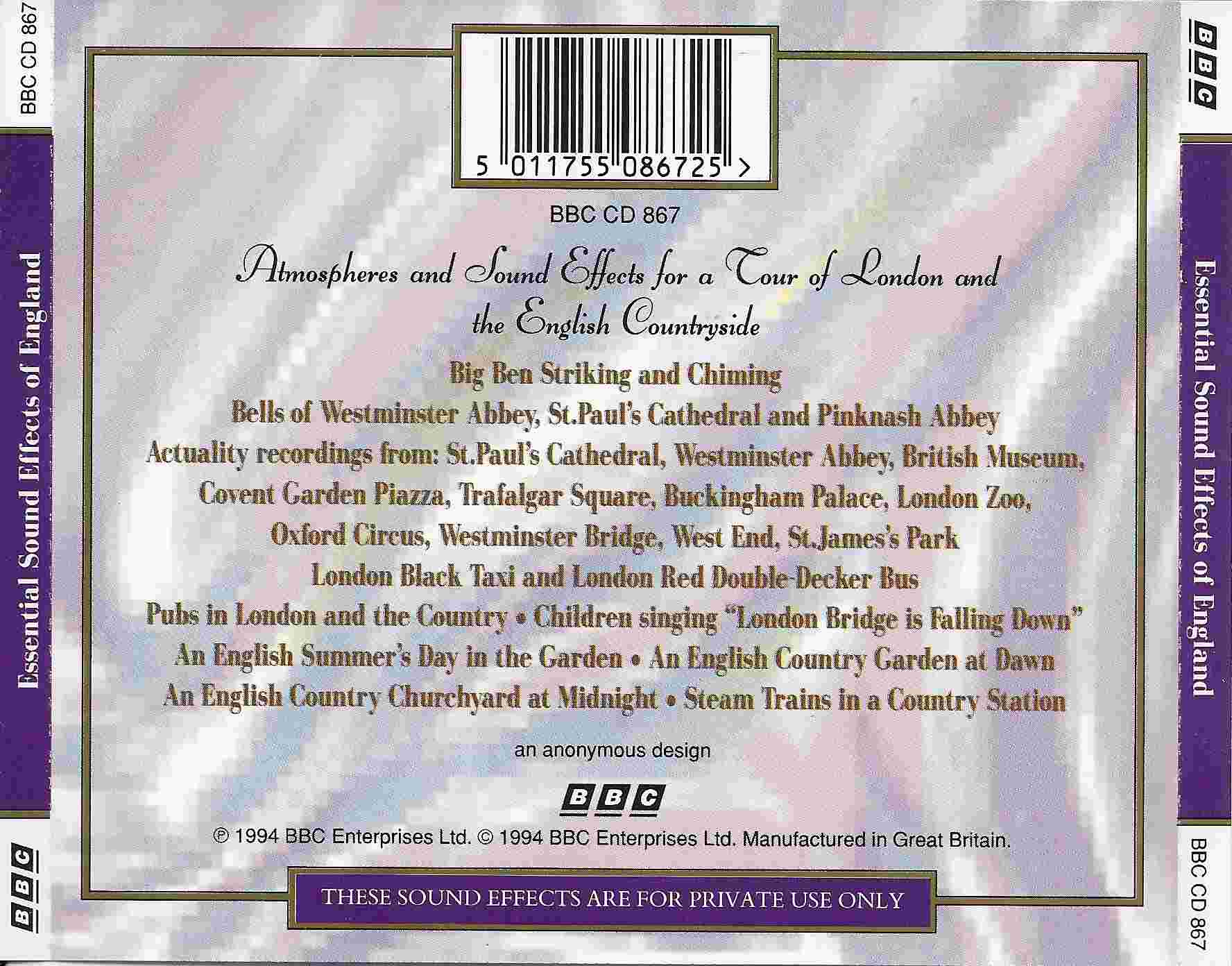 Back cover of BBCCD867